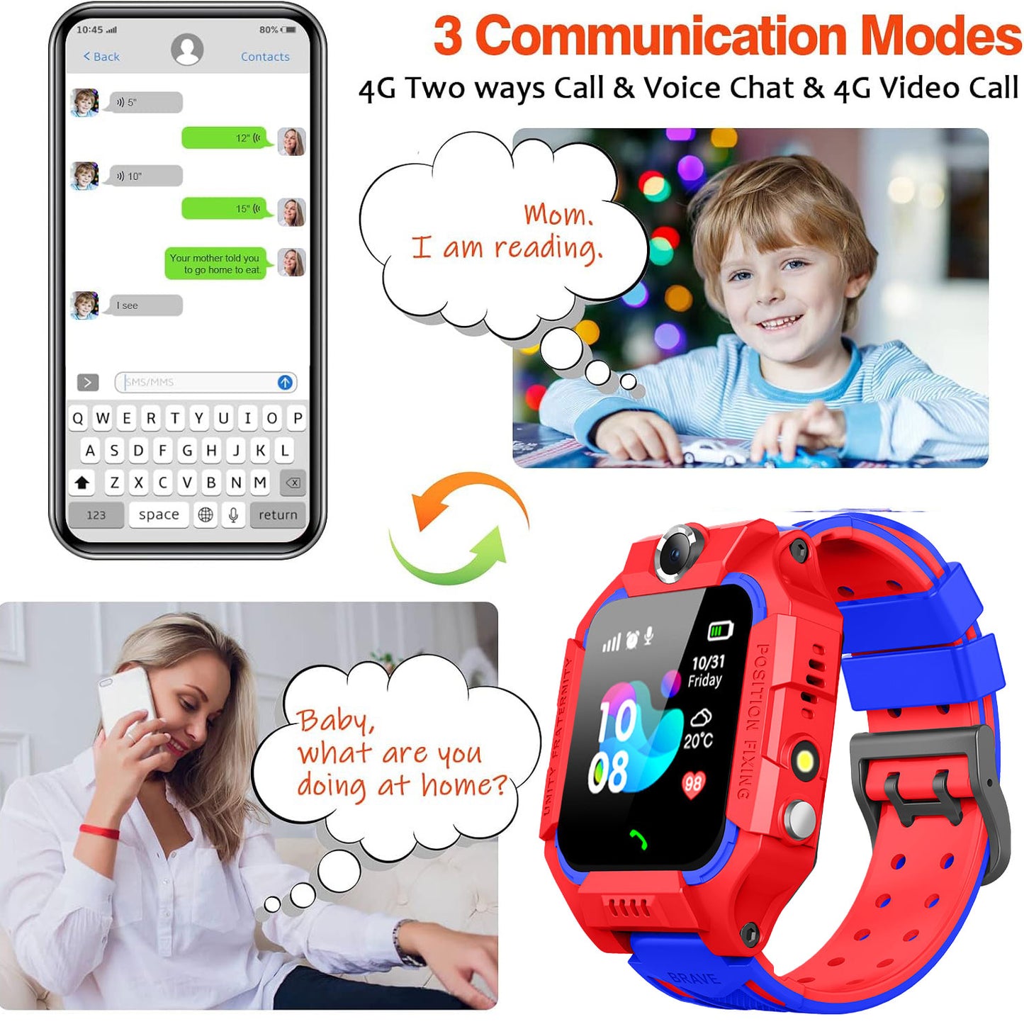 Kids Watch for Toddler GPS Tracker, Phone Watch Calling SOS