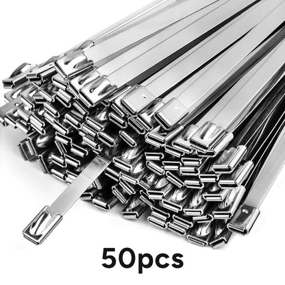 50 Pcs Metal Zip Ties Heavy Duty 11.8 Inch 304 Stainless Steel Cable Tie