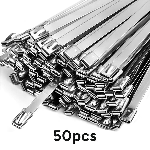 50 Pcs Metal Zip Ties Heavy Duty 11.8 Inch 304 Stainless Steel Cable Tie