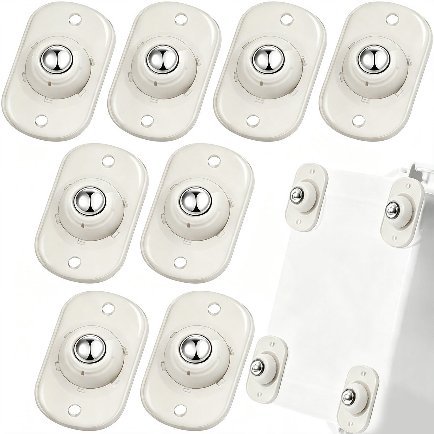 8 Pack Self-Adhesive Mini Caster Wheels, 360° Rotating Stick-On Rollers for Storage Boxes, Small Furniture