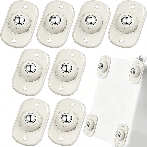8 Pack Self-Adhesive Mini Caster Wheels, 360° Rotating Stick-On Rollers for Storage Boxes, Small Furniture