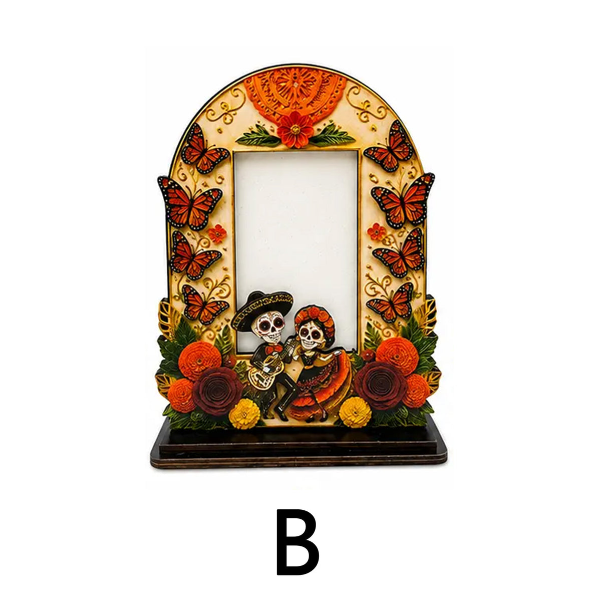 Día de los Muertos Wooden Picture Frame, Mexican Day of the Dead Tabletop Decor