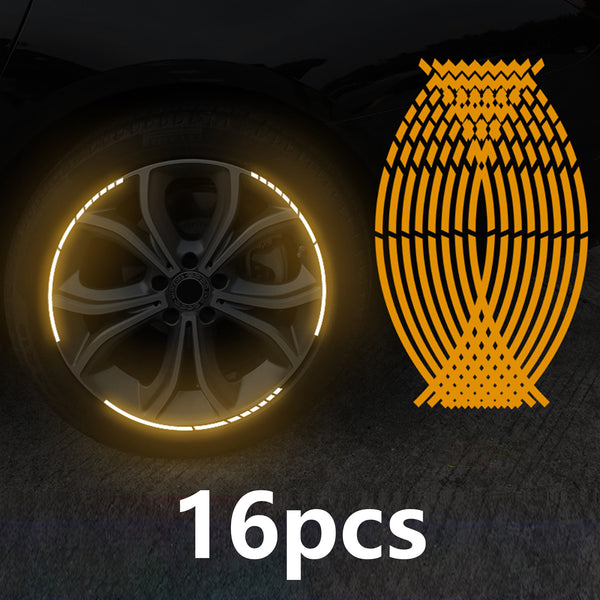 16Pcs Car, Motorcycle, Bicycle, Scooter, car tire Strong Reflective Strip Stickers