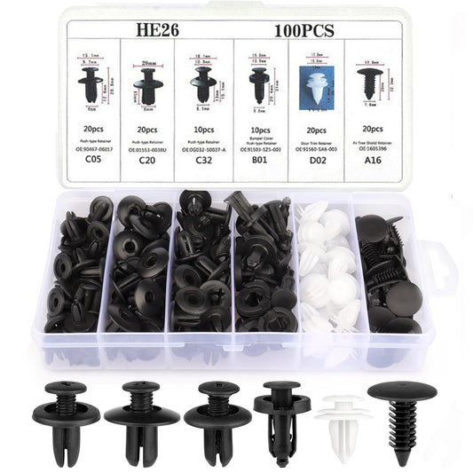 100 PCS Fender Liner Push-Type Retainer Clip Fastener