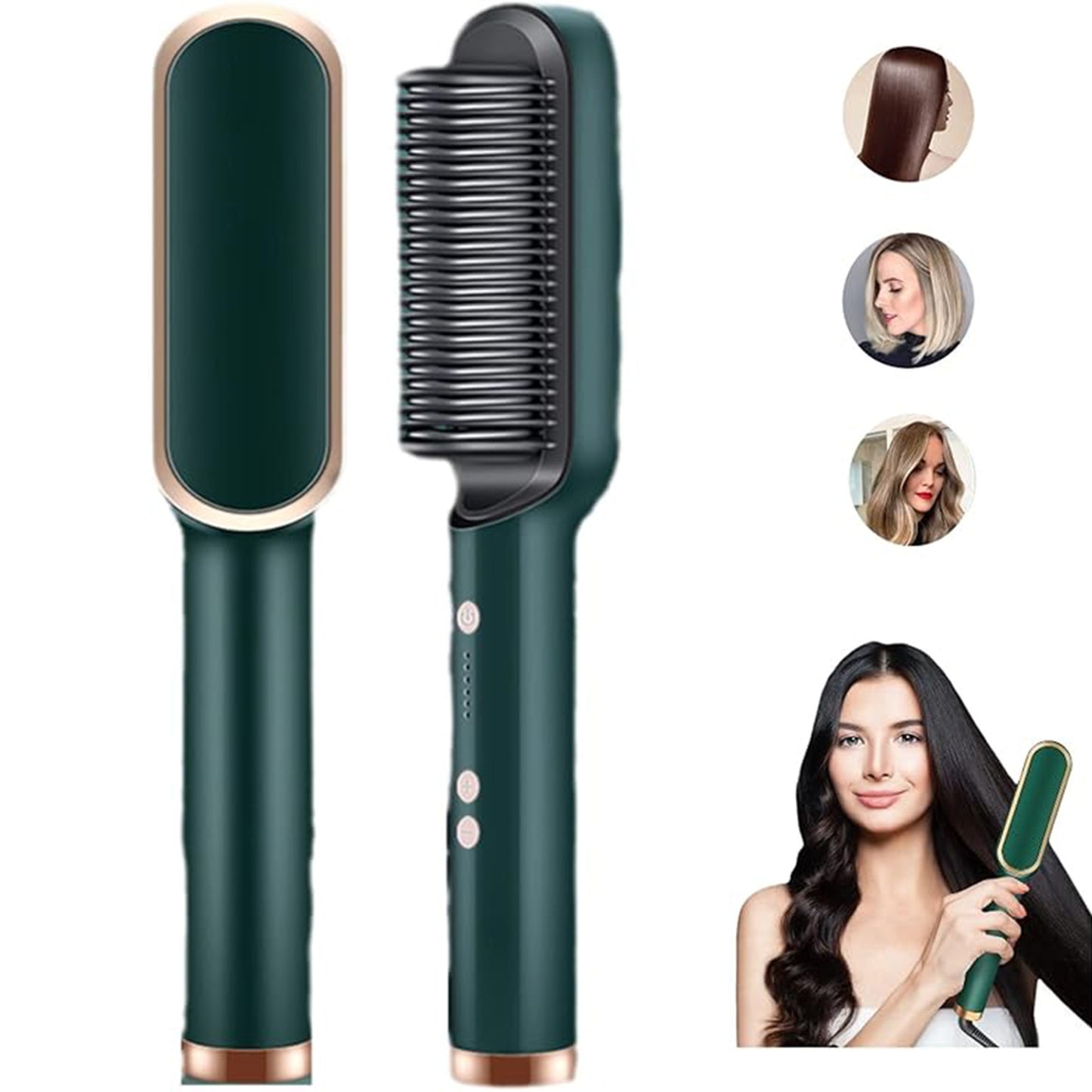 2 In 1 Hair Straightener Brush And Curler 5 Temp Settings