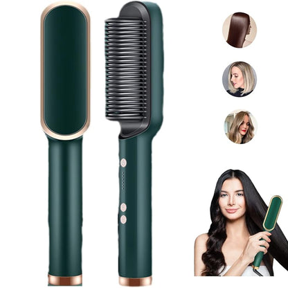 2 In 1 Hair Straightener Brush And Curler 5 Temp Settings