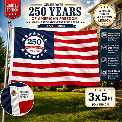 250 Years 1776 2026 Anniversary USA Flag 3x5 ft Outdoor, Embroidered Betsy Ross 250th Flags for Outside