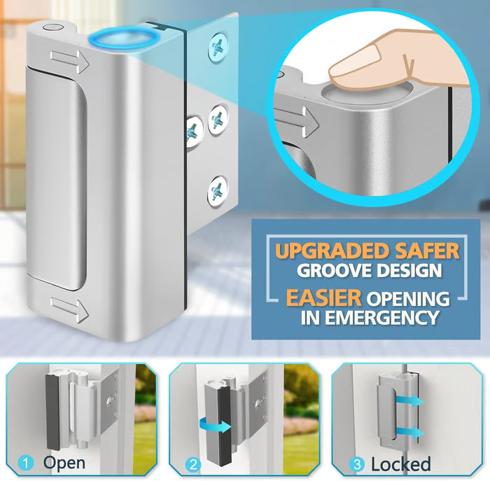 Home Security Door Reinforcement Lock for Front/Inward Swing Doors Upgraded Reinforced 1200lbs Capacity