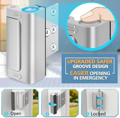 Home Security Door Reinforcement Lock for Front/Inward Swing Doors Upgraded Reinforced 1200lbs Capacity