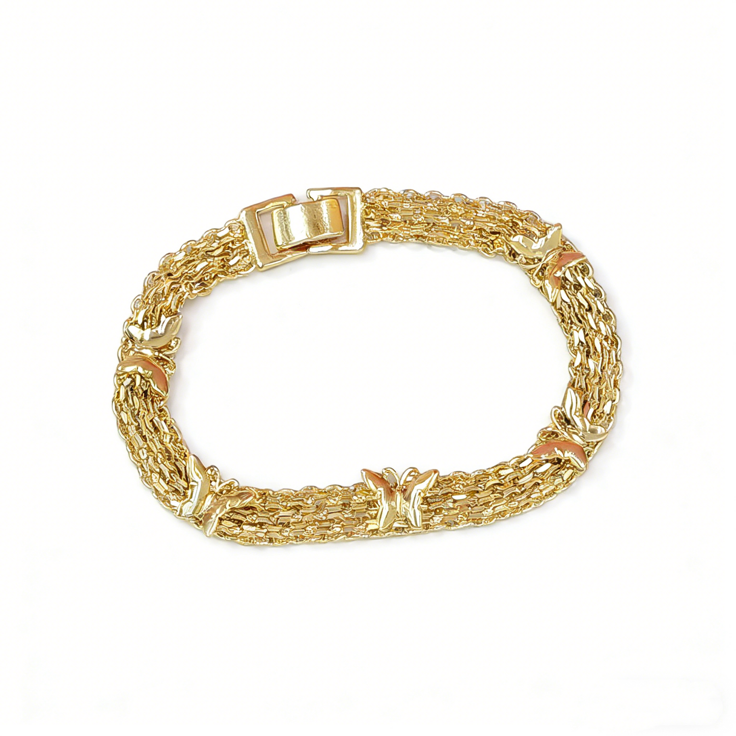 Butterfly Bracelet-Bracelet Butterfly and Bismark Design Polished Golden Finish