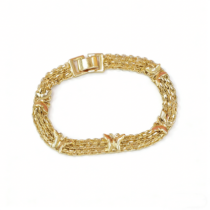 Butterfly Bracelet-Bracelet Butterfly and Bismark Design Polished Golden Finish
