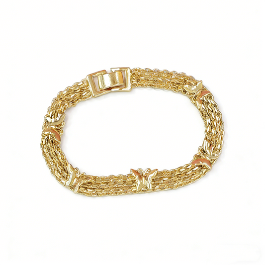 Butterfly Bracelet-Bracelet Butterfly and Bismark Design Polished Golden Finish