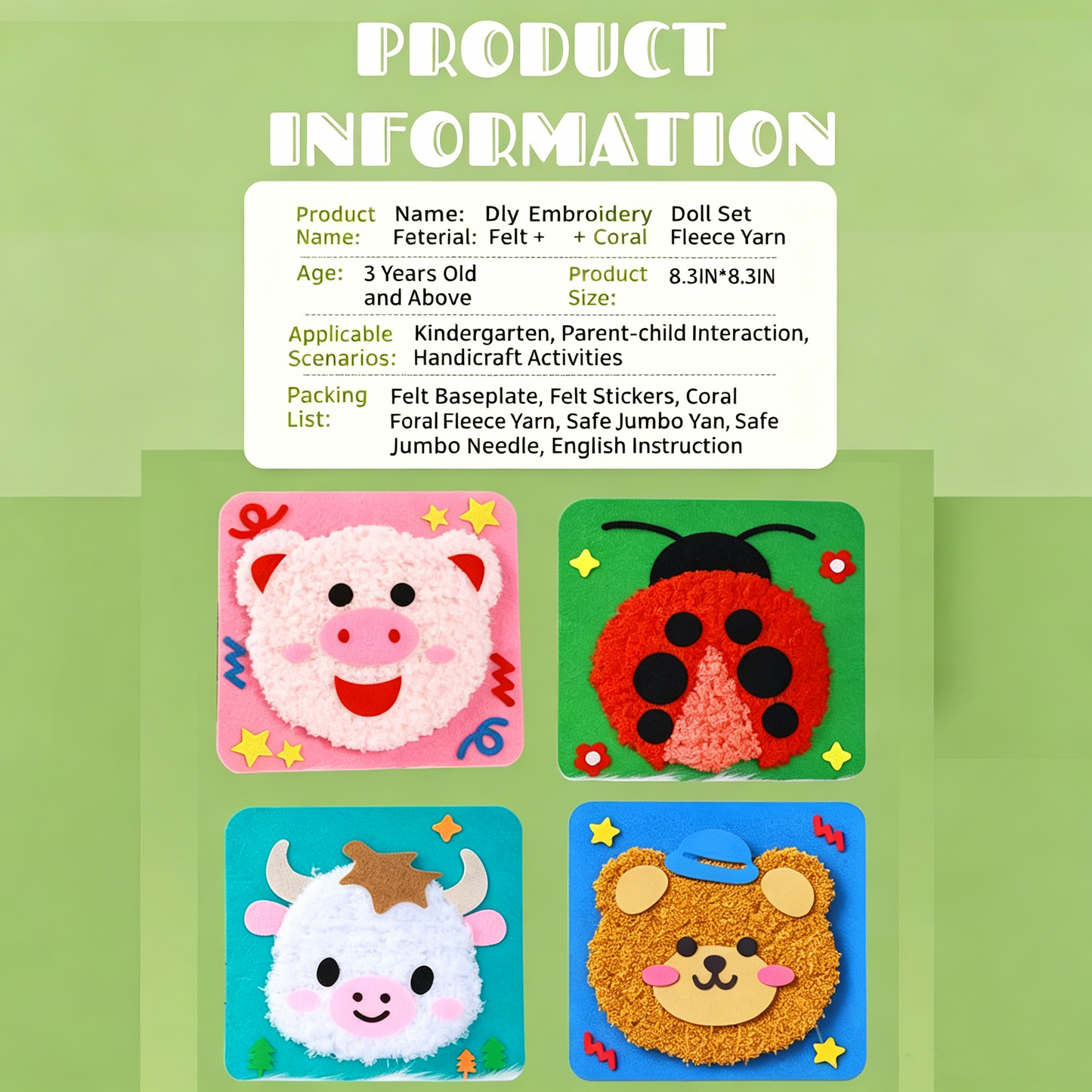 4Pcs Sewing Kit for Kids DIY Embroidery Sewing Kit Cute Animal Sewing Projects Easy Crafts