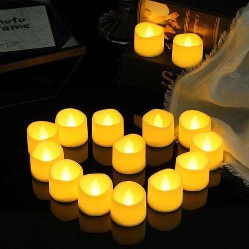 24Pcs Flameless LED Candles - Warm Yellow Flickering Bright Tealights for Votive