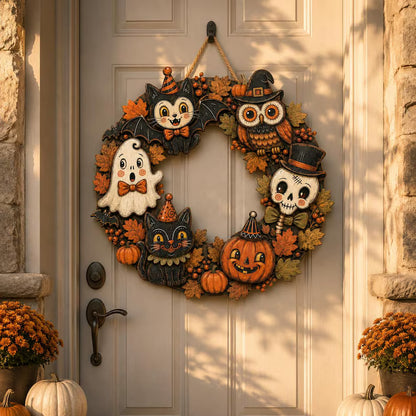 Halloween Door Hanger, Pumpkin Welcome Sign, Fall Front Door Decor