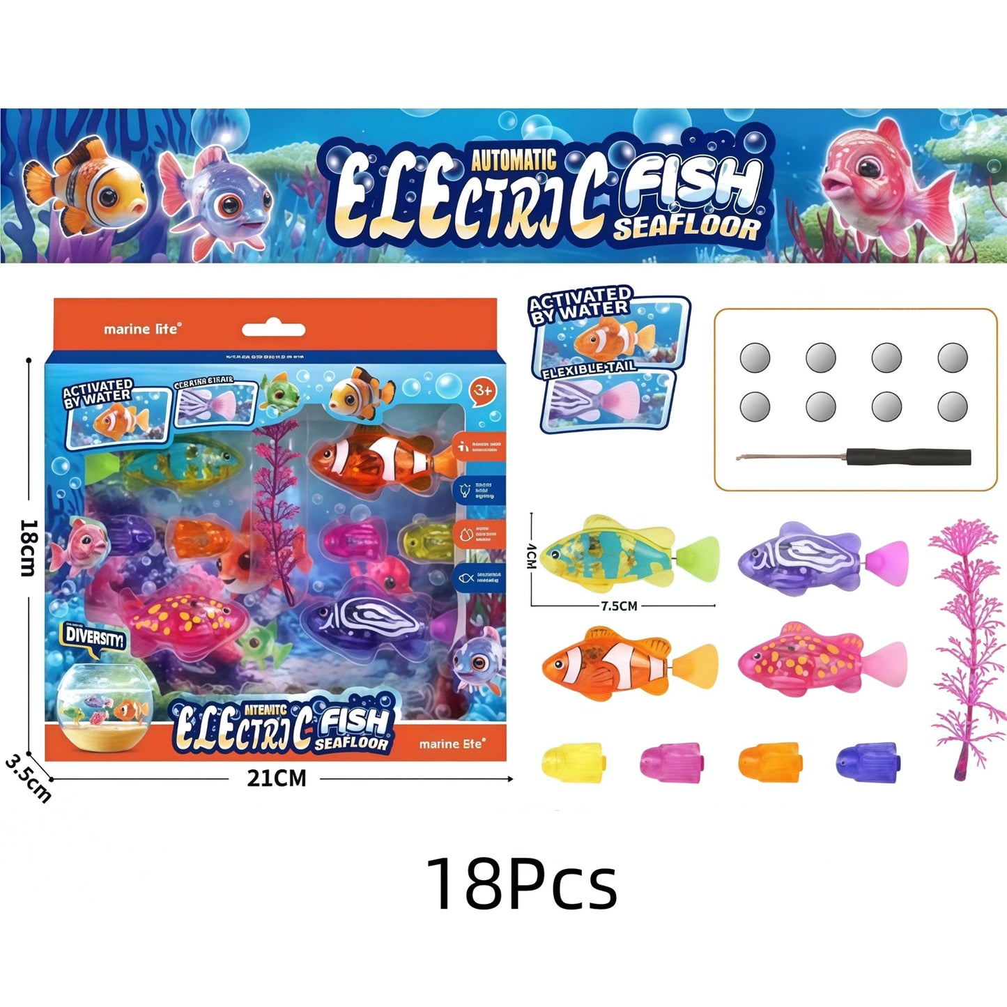 LED Swimming Robotic Fish Set — Interactive Light-Up Robotic Fish Toy, Suitable for Bathtubs and Pools