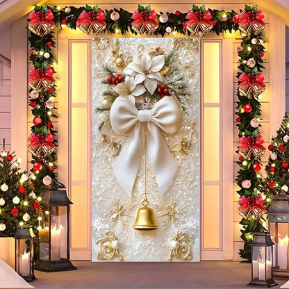 Christmas Door Decorations for Front Door, Fits Standard Door (90x200cm/35x79in)