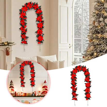 Christmas Garland with Red Berries for Home Decor, Christmas Trees, and Staircases With LED String Lights