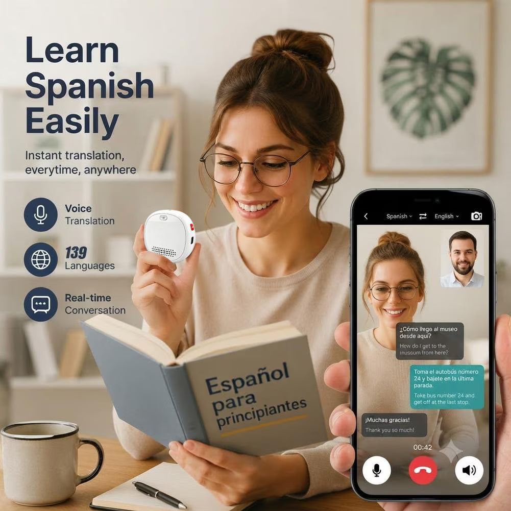 AI Smart Wearable Translator, 139 Languages Real-Time Voice Translation