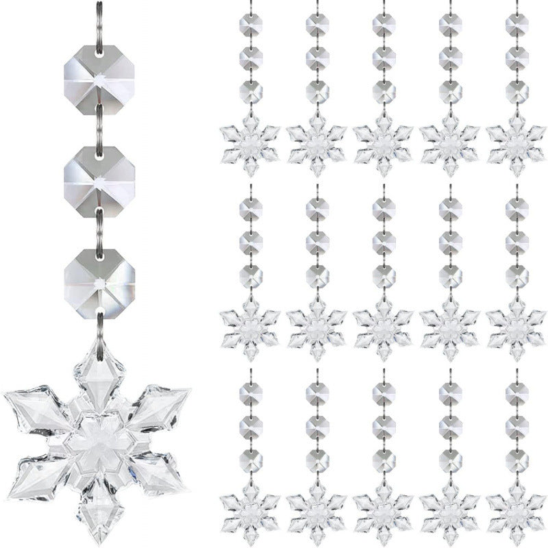 30Pcs Snowflake Crystal Christmas Ornaments for Tree Decorations, Hanging Clear Acrylic Snowflake Ornaments