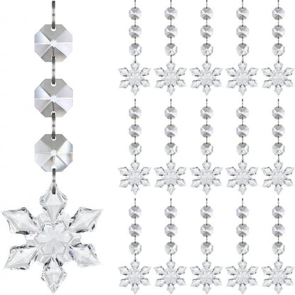 30Pcs Snowflake Crystal Christmas Ornaments for Tree Decorations, Hanging Clear Acrylic Snowflake Ornaments