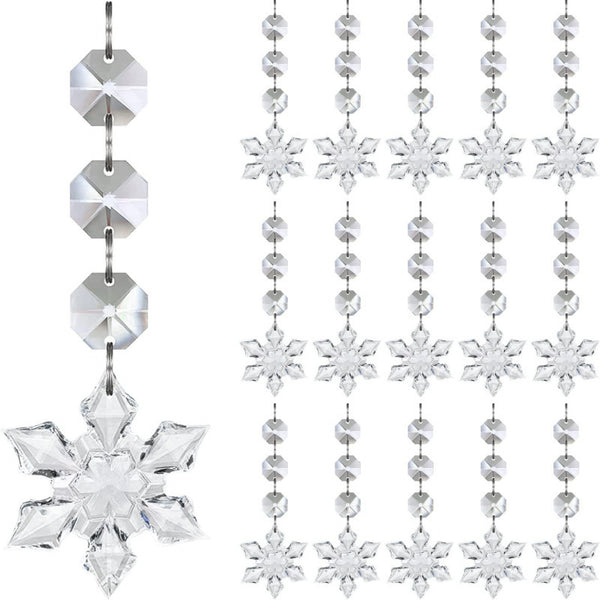 30Pcs Snowflake Crystal Christmas Ornaments for Tree Decorations, Hanging Clear Acrylic Snowflake Ornaments