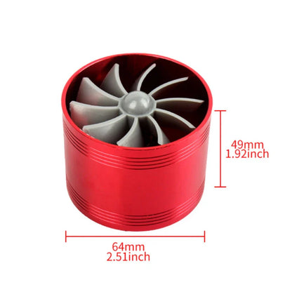 Car Air Intake Turbonator Dual Fan Turbine Super Charger Gas Fuel Saver Turbo