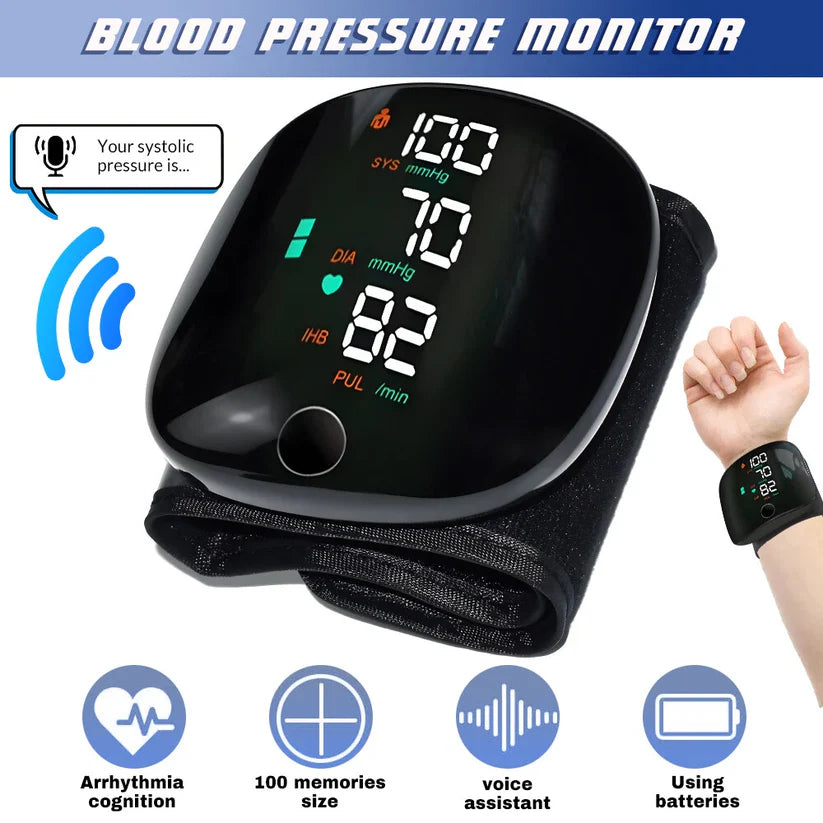 Blood Pressure Monitor Automatic Wrist Machine Large Backlit Display