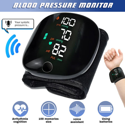 Blood Pressure Monitor Automatic Wrist Machine Large Backlit Display