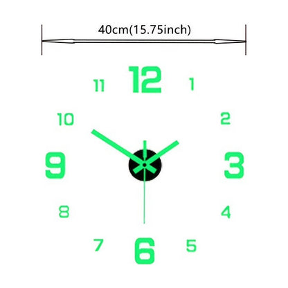 3D Luminous DIY Wall Clock Creative Design Mirror Surface Wall Decorative Sticker Watches