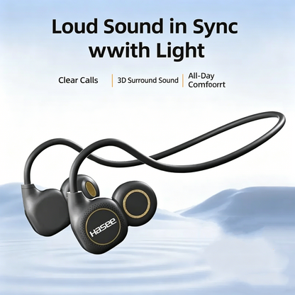Wireless Open-Ear Sports Headphones Bluetooth 6.0, Air Conduction Neckband Earbuds with LED Power Display