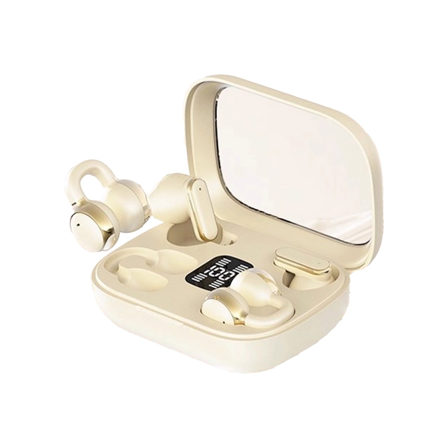2-in-1 Ear Clip & Semi-In-Ear Wireless Headphones, 2026 Model with Digital Display Charging Case