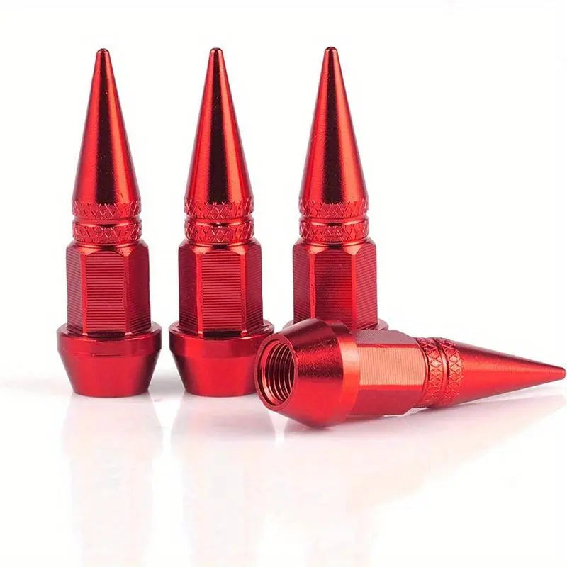 4PCS Dustproof Spiked Aluminum Tire Valve Stem Caps