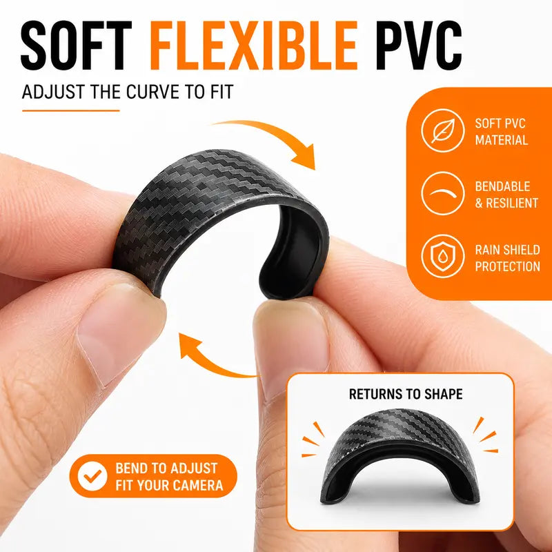 4Pcs Car Rear‑View Camera Rain Shield, Soft PVC Sun Shade Cover