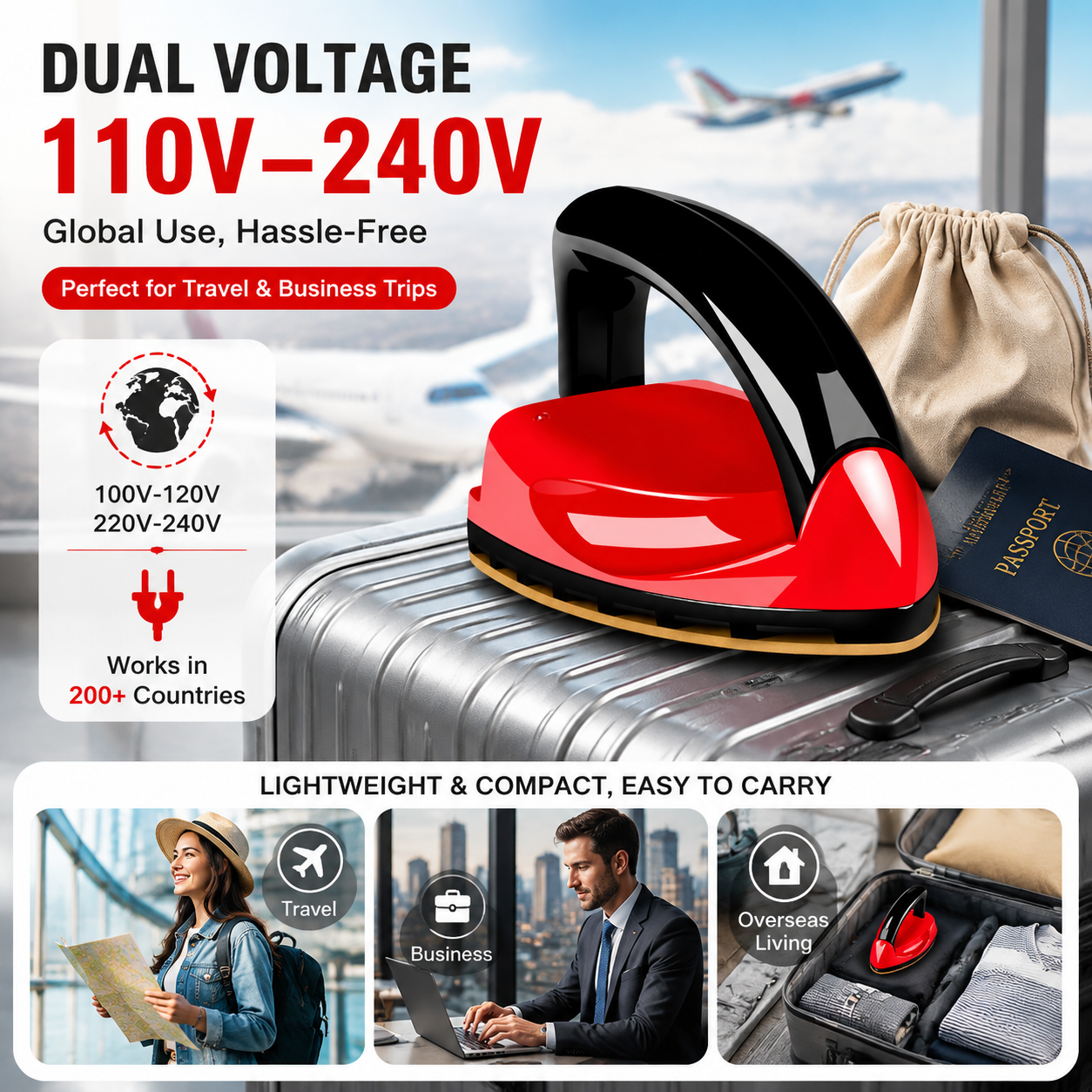 Multi-functional & Portable Iron Set, Lightweight Mini Steam Iron for Travel and Home