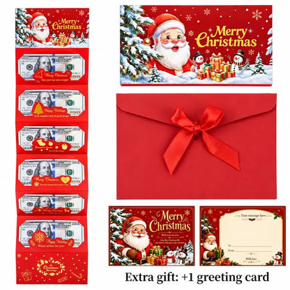 2Pack Christmas Cash Gift Card Holder, Money Holder with Santa Envelope with 6 Slots