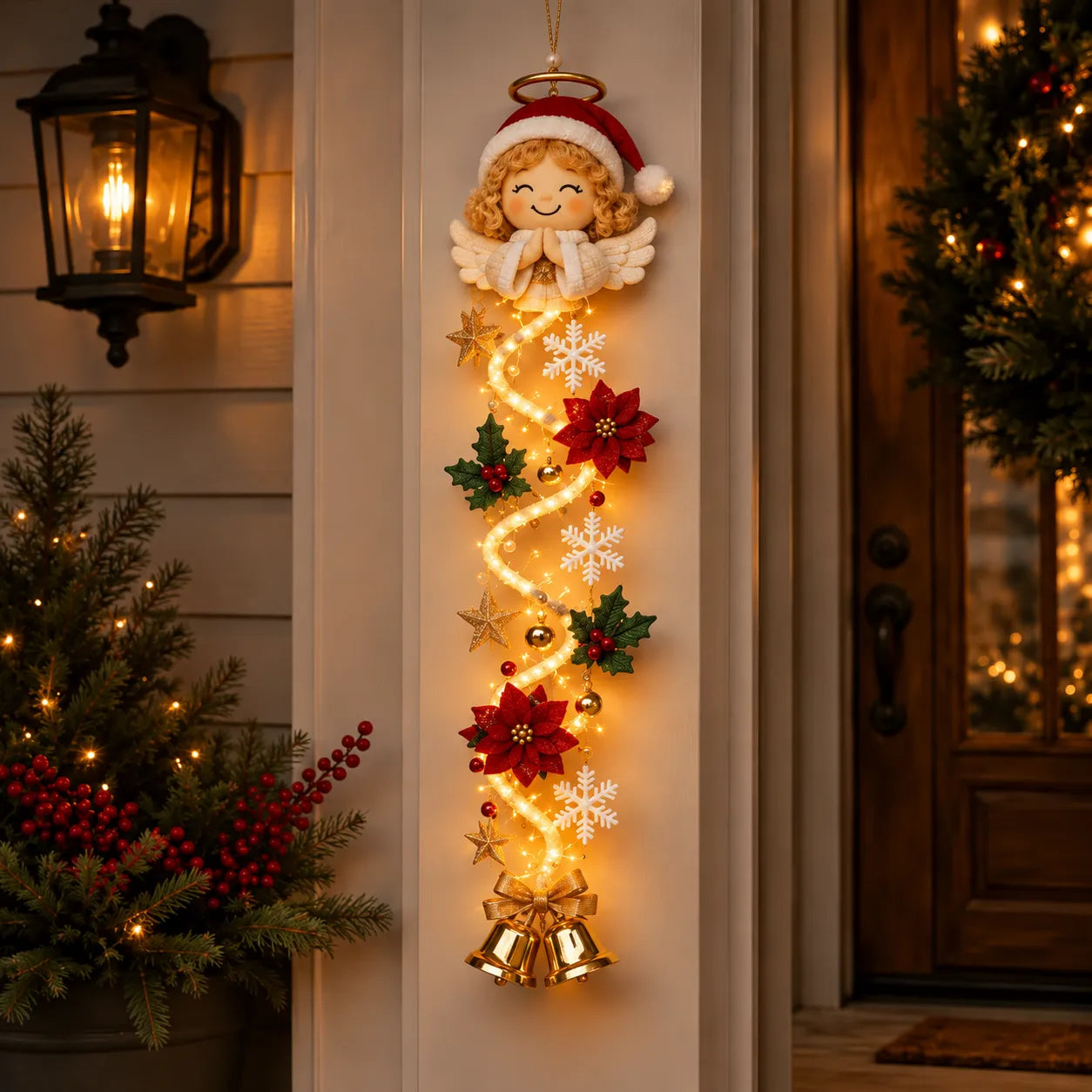 Light‑Up Glowing Christmas Door Hanger - Festive Home Decor