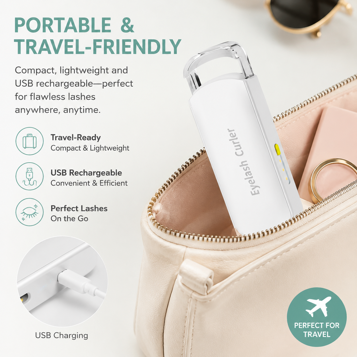 Heated Eyelash Curler - Portable Electric Tool | 3 Temp Control Silicone Pad