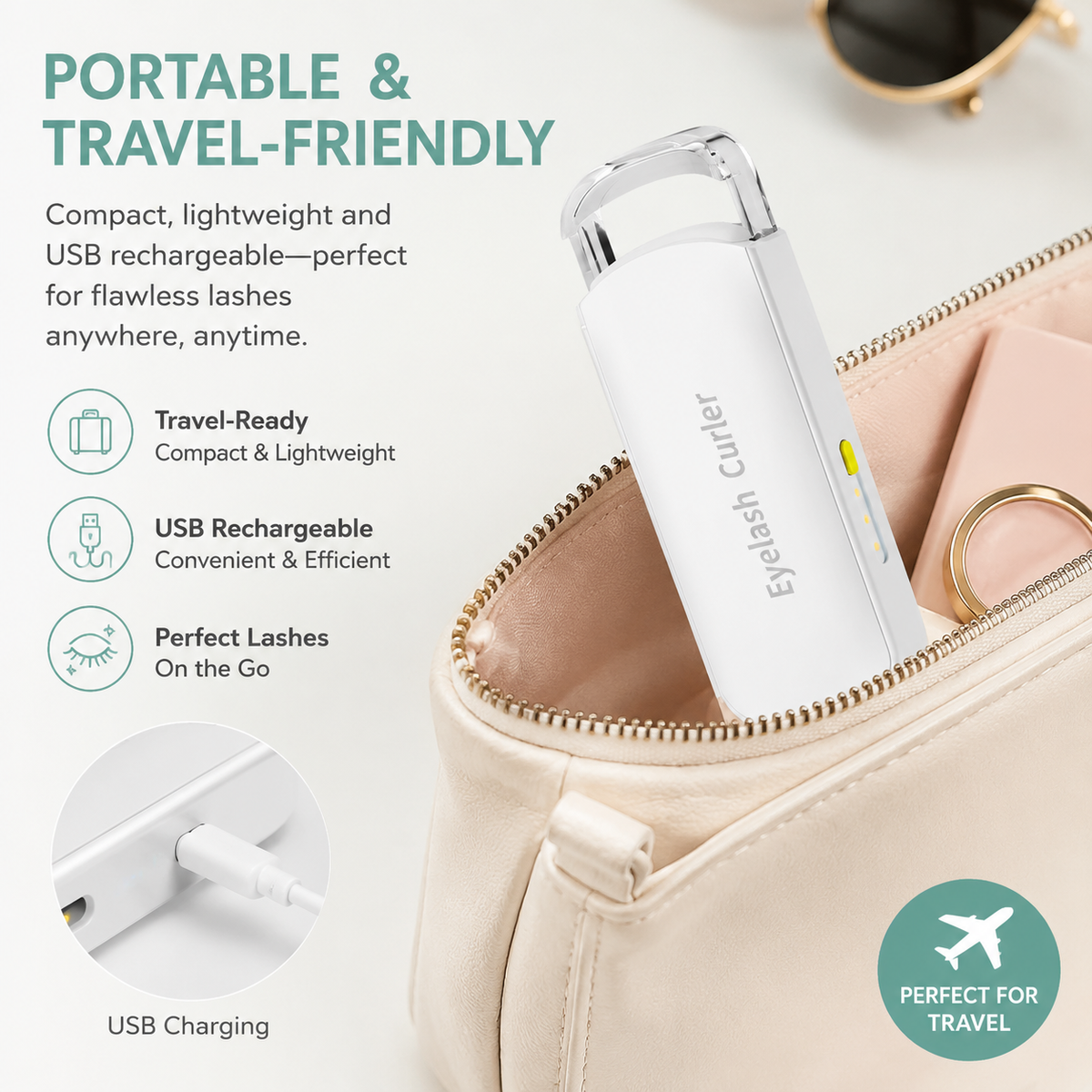Heated Eyelash Curler - Portable Electric Tool | 3 Temp Control Silicone Pad