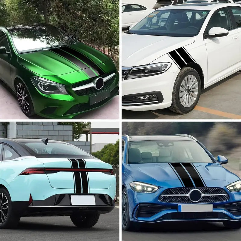 Universal PVC Racing Hood Stripe Vinyl Decals
