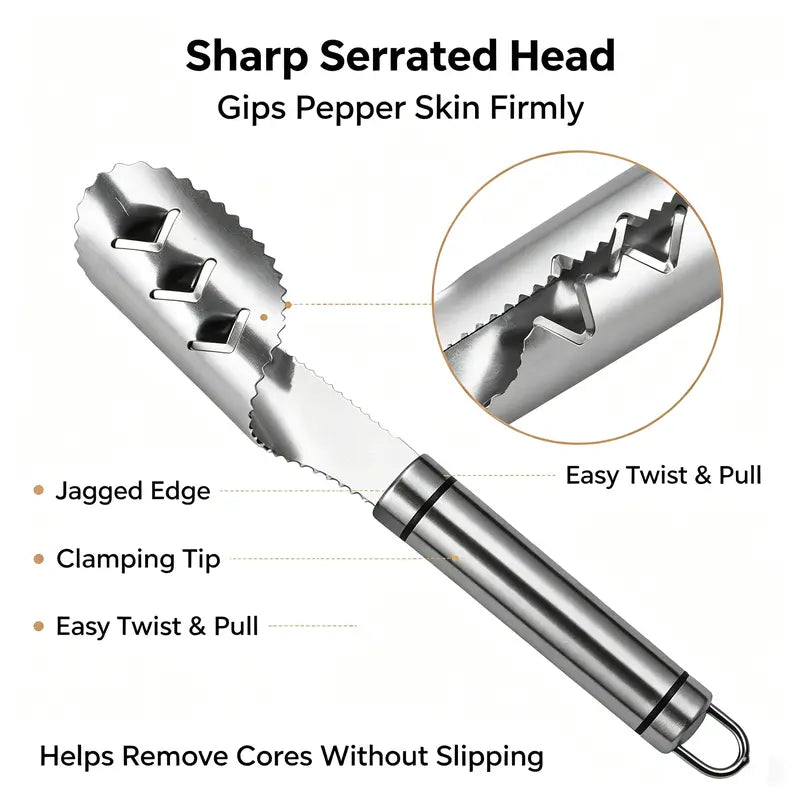 2PCS Stainless Steel Pepper Corer Seed Remover Tool