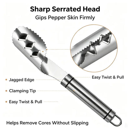 2PCS Stainless Steel Pepper Corer Seed Remover Tool