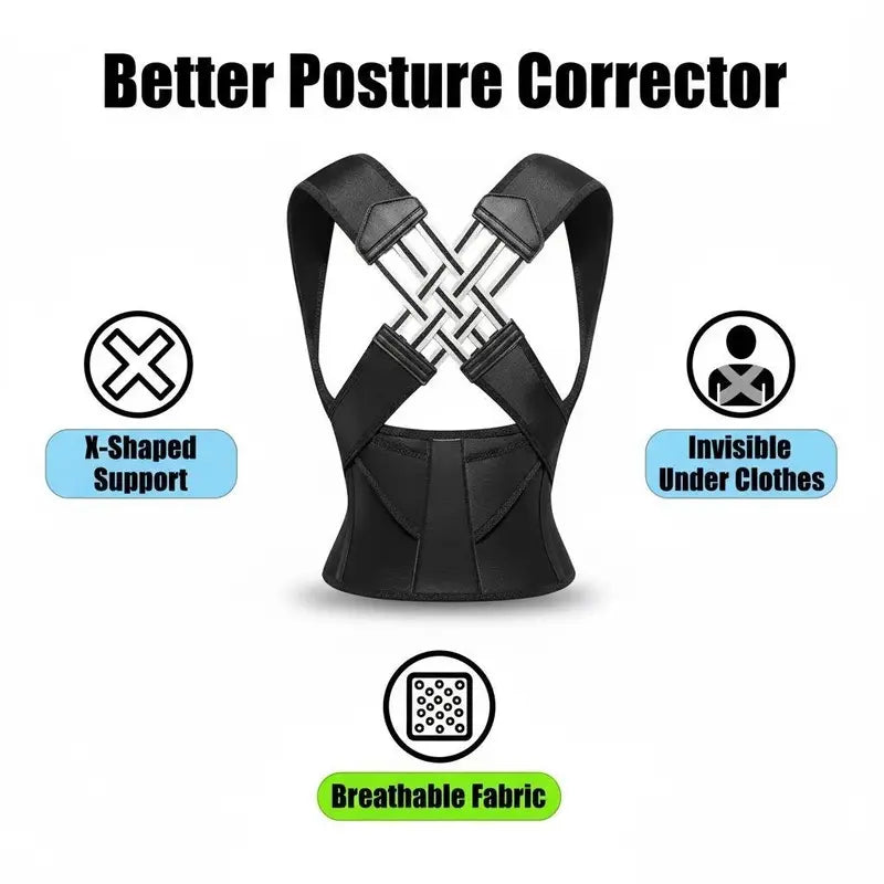 Adjustable Posture Corrector for Men & Women| Daily Back Support Brace Fitness