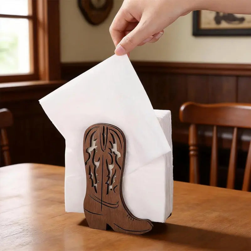 2PCS Western Cowboy Boot Shaped Napkin Holder Table Decor