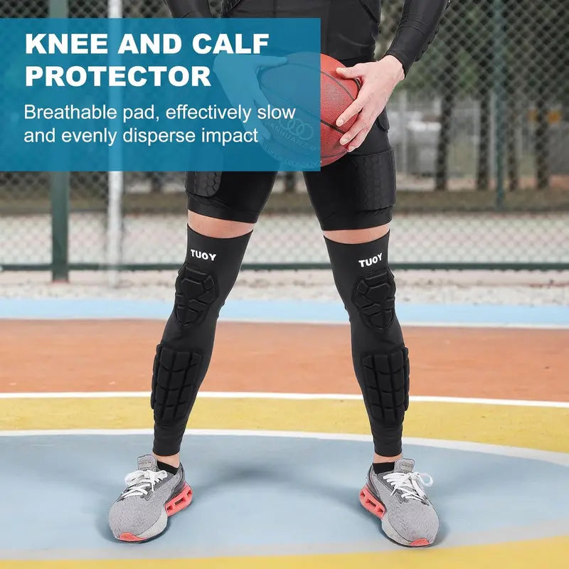 1 Pair Sports & Work Knee Pads with Shin & Calf Guards for Construction