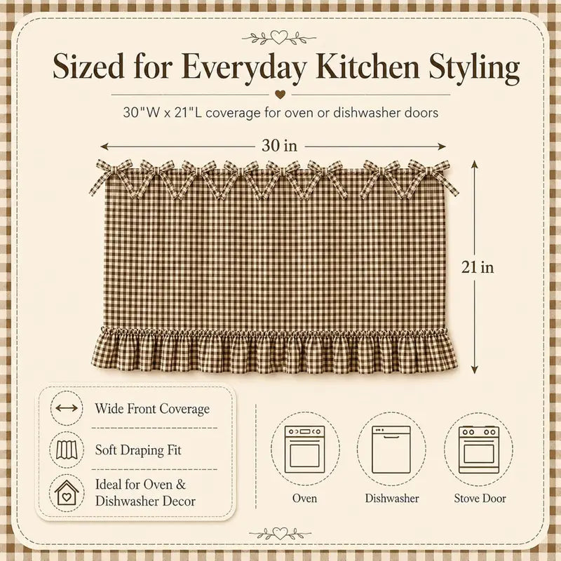Christmas Curtains, Double-Sided Thick Fabric Gingham Plaid Stovetop Cover