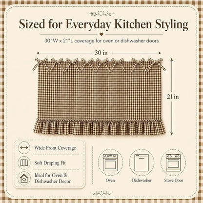Christmas Curtains, Double-Sided Thick Fabric Gingham Plaid Stovetop Cover