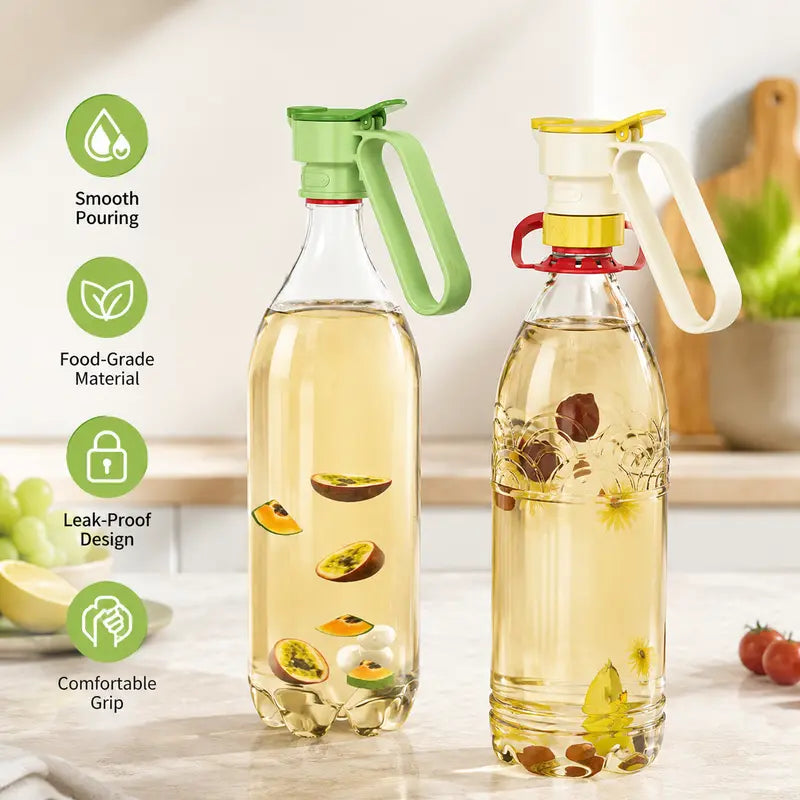 2Pcs Bottle Pour Spout Cap with Carry Handle, Detachable Two Different Caliber