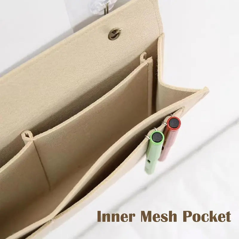 Bedside Caddy, 5 Pockets Felt Bedside Storage Organizer, Hanging Storage Organizer