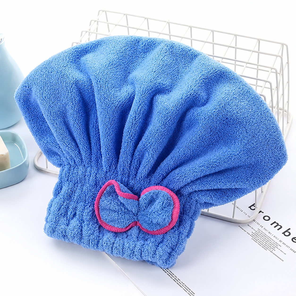 3Pcs Microfiber Hair Drying Turban with Button & Loop, Soft Coral Velvet, Highly Absorbent Fast Drying Head Wrap